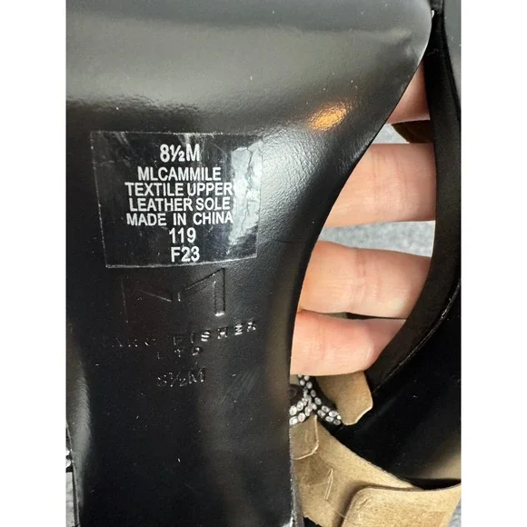 Marc Fisher LTD Black Rhinestone Strappy Stiletto Heels Size 8.5M Glam - Picture 7 of 11